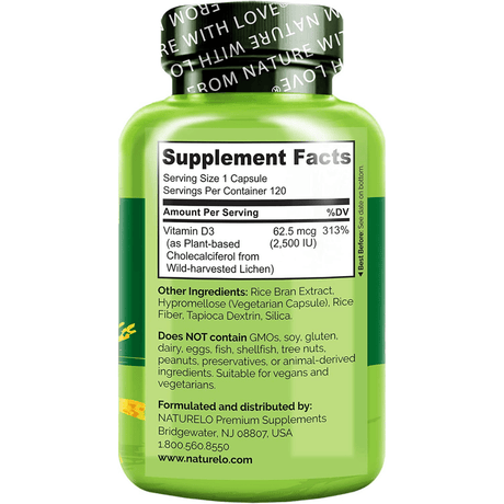 Naturelo Vitamina D3 2500 IU - Haz Tu Pedido