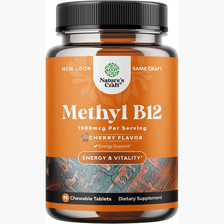 Natures Craft Vitamina B12 1000 mcg - Bayas de Cereza - 90 Tabletas Masticable - Haz Tu Pedido