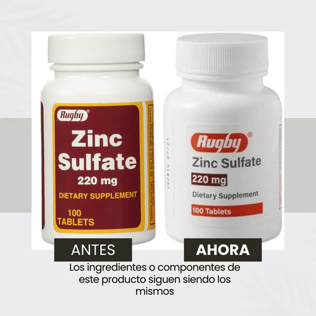Rugby Zinc Sulfate - 220 mg - 100 Tabletas - Haz Tu Pedido