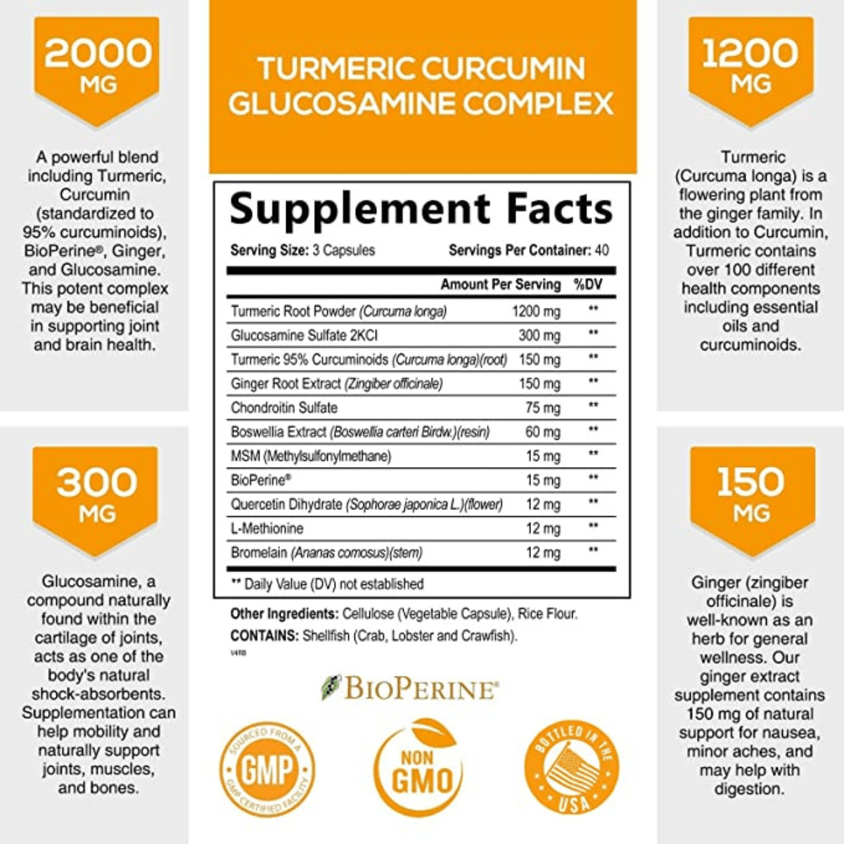 Nature's nutrition Glucosamina con Jengibre 2000 mg - Haz Tu Pedido