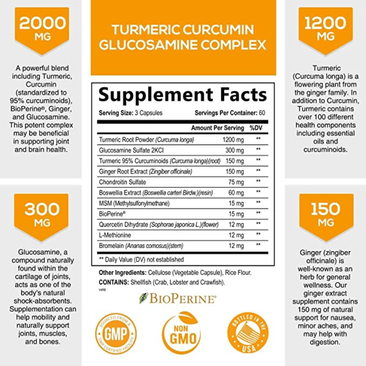 Nature's nutrition Glucosamina con Jengibre 2000 mg - Haz Tu Pedido