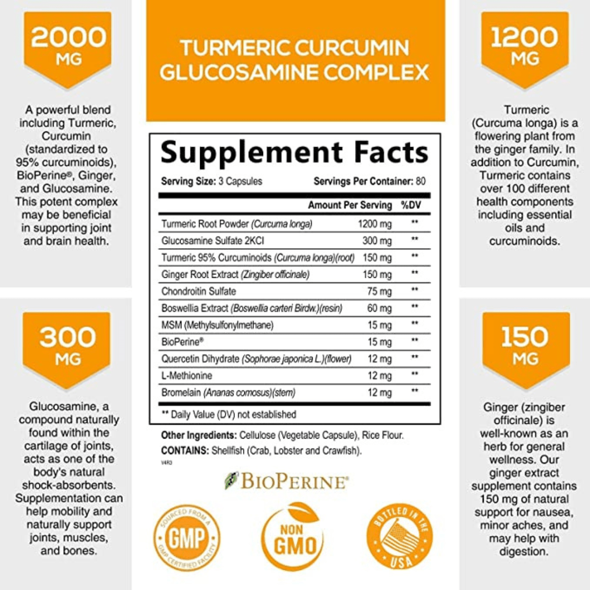 Nature's nutrition Glucosamina con Jengibre 2000 mg - Haz Tu Pedido