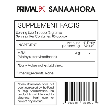 PrimalFX MSM - 250 G - Haz Tu Pedido