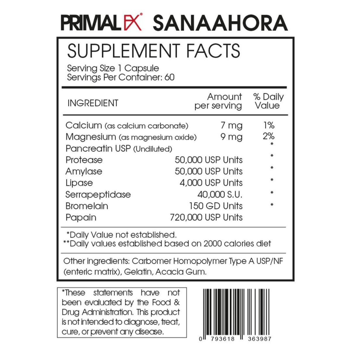 PrimalFX Enzimas + Serra 16 mg - 60 Cápsulas - Haz Tu Pedido