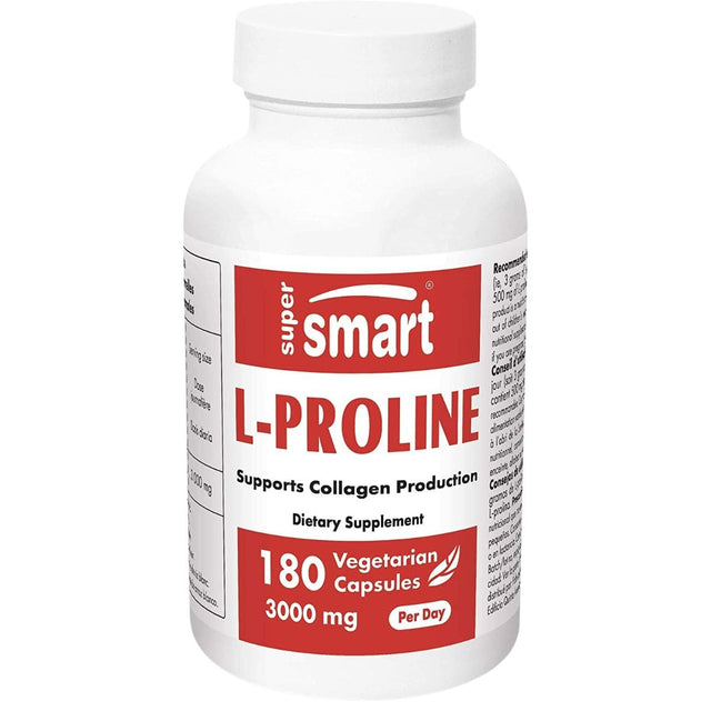 Super Smart L-Prolina 3000 mg - 180 Cápsulas Vegetarianas - Haz Tu Pedido