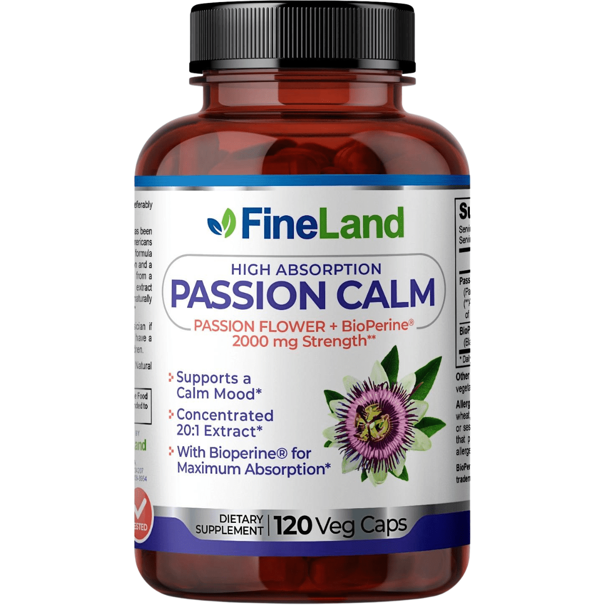 Fineland Flor de la Pasión con Bioperina 2000 mg - 120 Cápsulas - Haz Tu Pedido