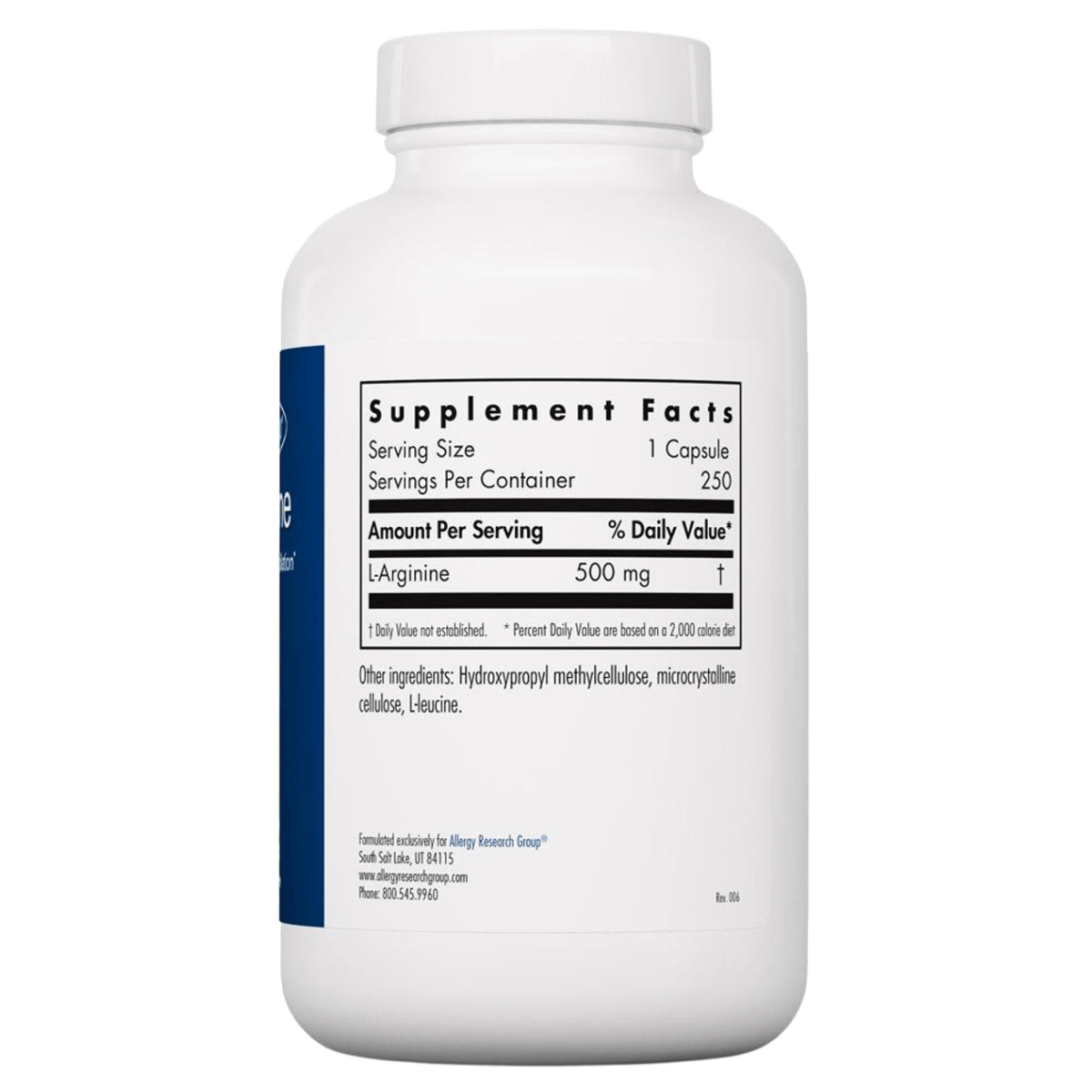 Allergy Research Group L-Arginina 500 mg - 250 Cápsulas - Haz Tu Pedido