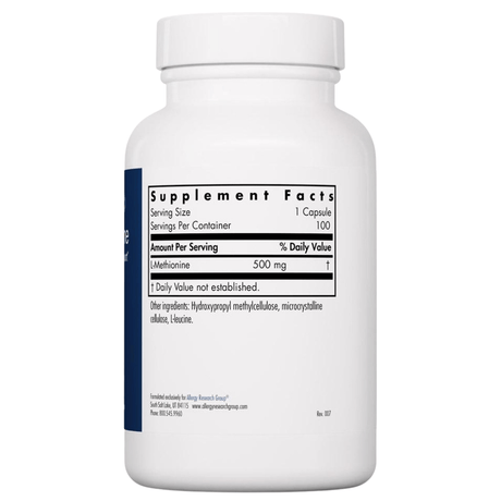 Allergy Research Group L-Metionina - 500 mg - 100 Cápsulas - Haz Tu Pedido