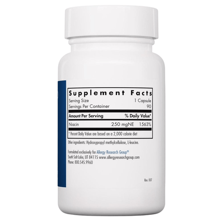 Allergy Research Group Niacina - 250 mg - 90 Cápsulas - Haz Tu Pedido