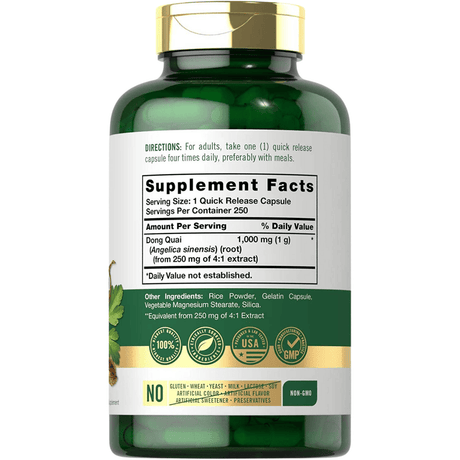 Dong Quai - 1000 mg - 250 Cápsulas - Haz Tu Pedido