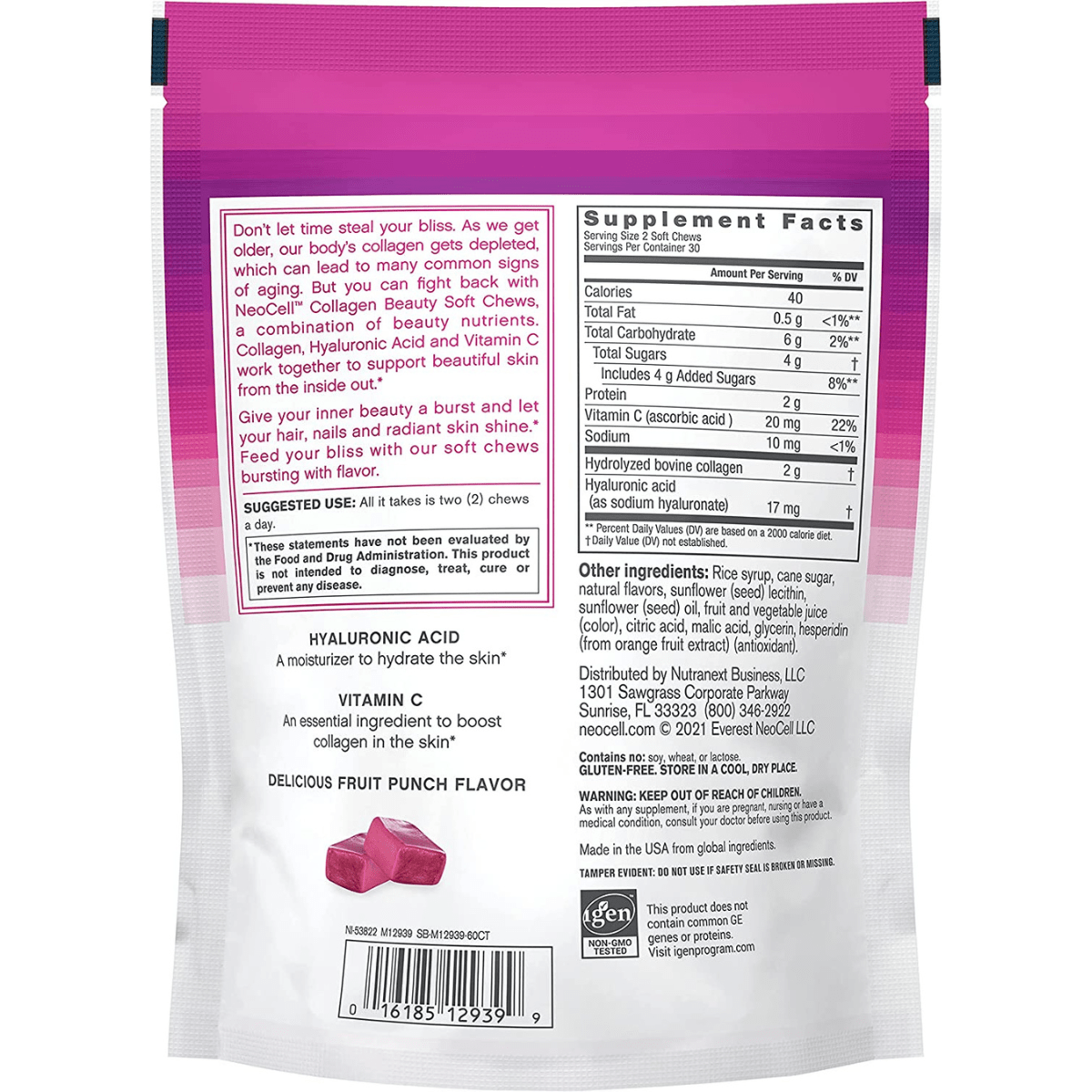 NeoCell Colágeno - Ponche de Frutas - 60 Masticables - Haz Tu Pedido