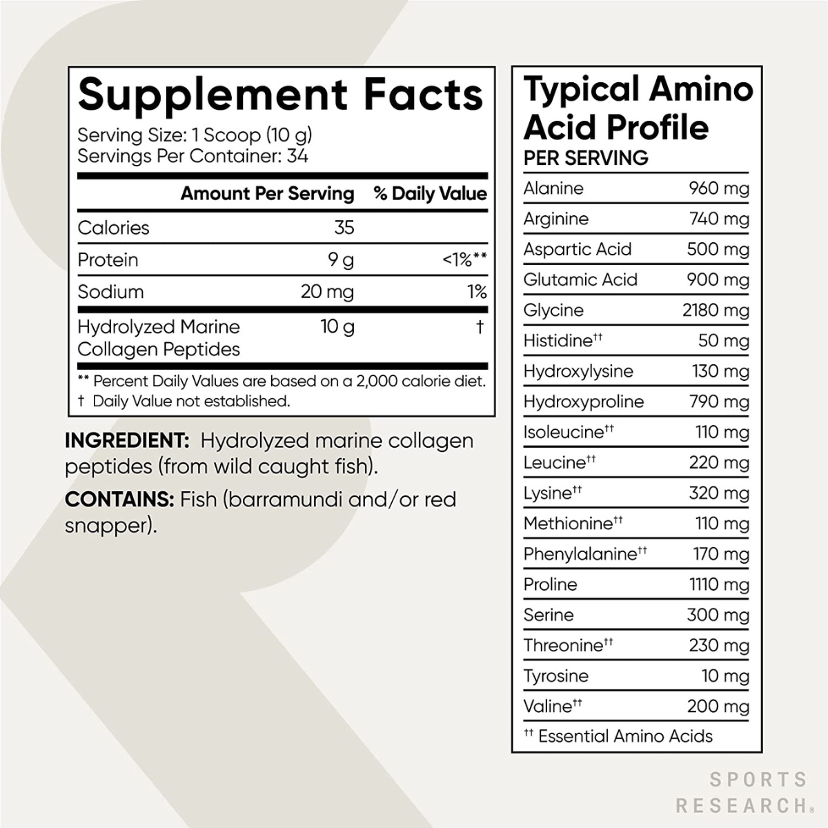 Sports Research Colágeno Marino - 340 g - Haz Tu Pedido