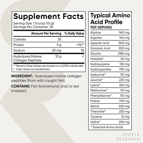 Sports Research Colágeno Marino - 340 g - Haz Tu Pedido