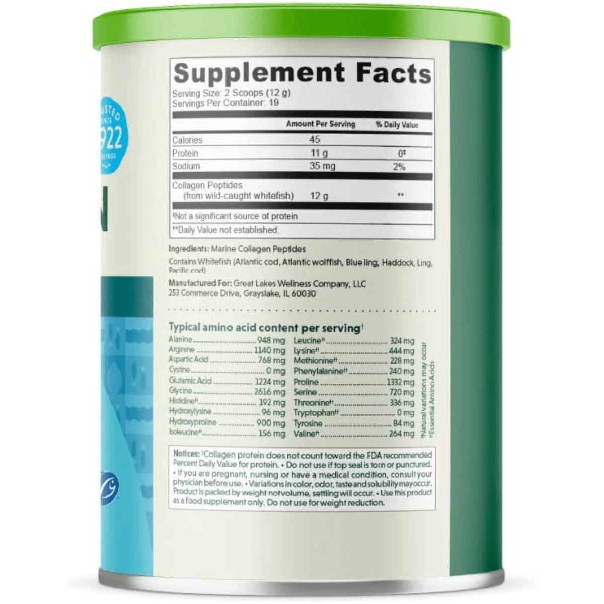 Great Lakes Gelatin Colágeno Marino - Sin Sabor - 277 g - Haz Tu Pedido