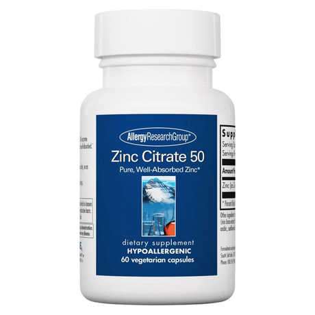Allergy Research Group Citrato de zinc 50 mg - 60 Cápsulas Vegetales - Haz Tu Pedido