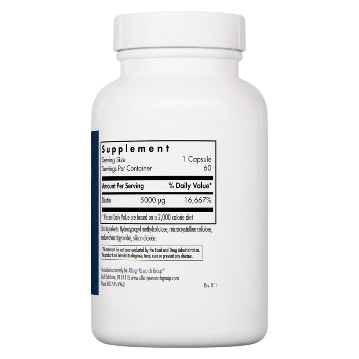 Allergy Research Group Biotina 5000 ug - 60 Cápsulas Vegetarianas - Haz Tu Pedido