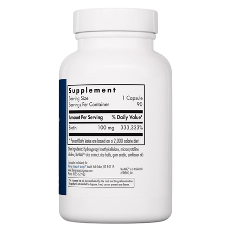 Allergy Research Group Biotina - 100 mg - 90 Cápsulas Vegetarianas - Haz Tu Pedido