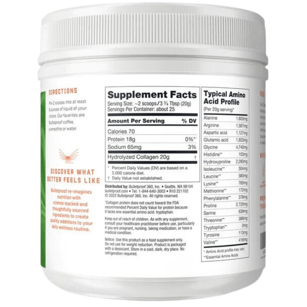 Bulletproof Colágeno - Sin Sabor - 2,65 lb - Haz Tu Pedido