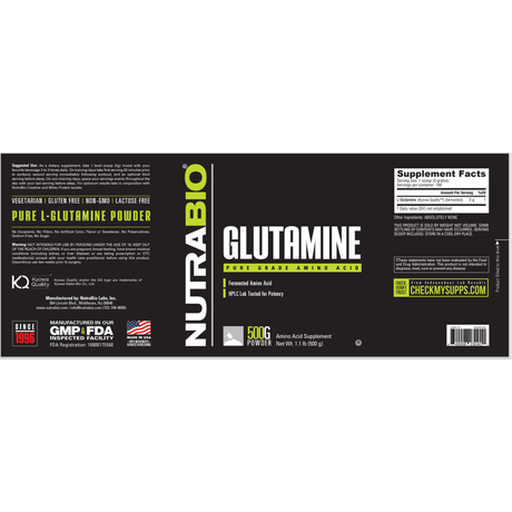 NutraBio Glutamina - 500 g - Haz Tu Pedido