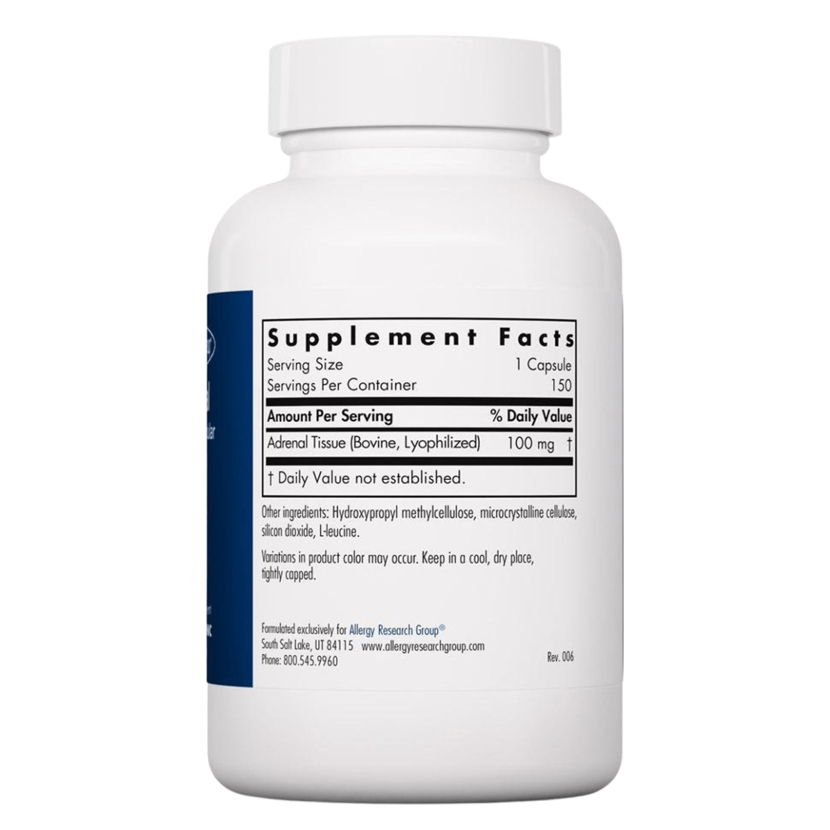 Allergy Research Group Soporte para Glándula Suprarrenal - 100 mg - 150 Cápsulas Vegetales - Haz Tu Pedido