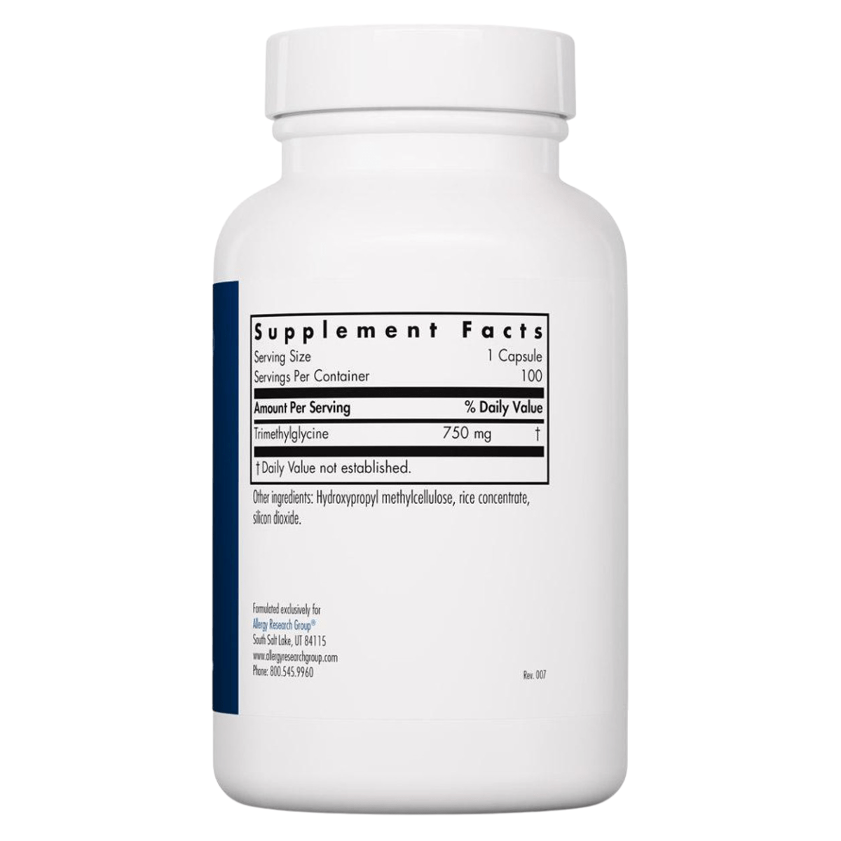 Allergy Research Group Trimetilglicina - 750 mg - 100 Cápsulas - Haz Tu Pedido