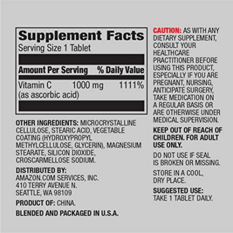 Amazon Elements Vitamina C 1000 mg - 300 Tabletas - Haz Tu Pedido