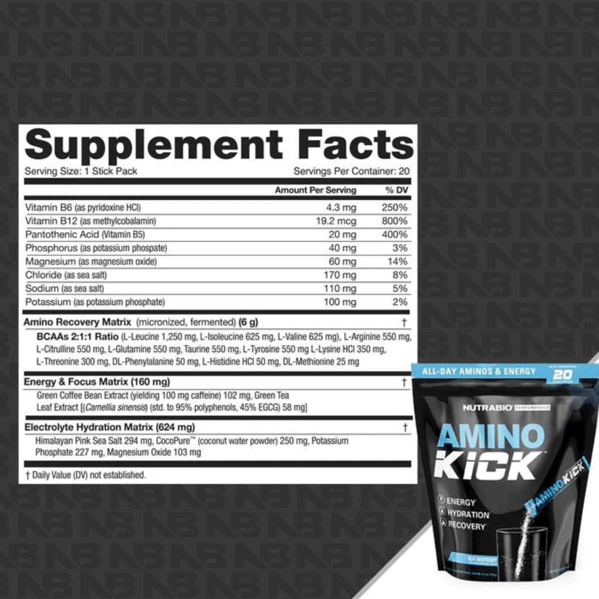NutraBio Amino Kick - 20 Tubitos - Haz Tu Pedido