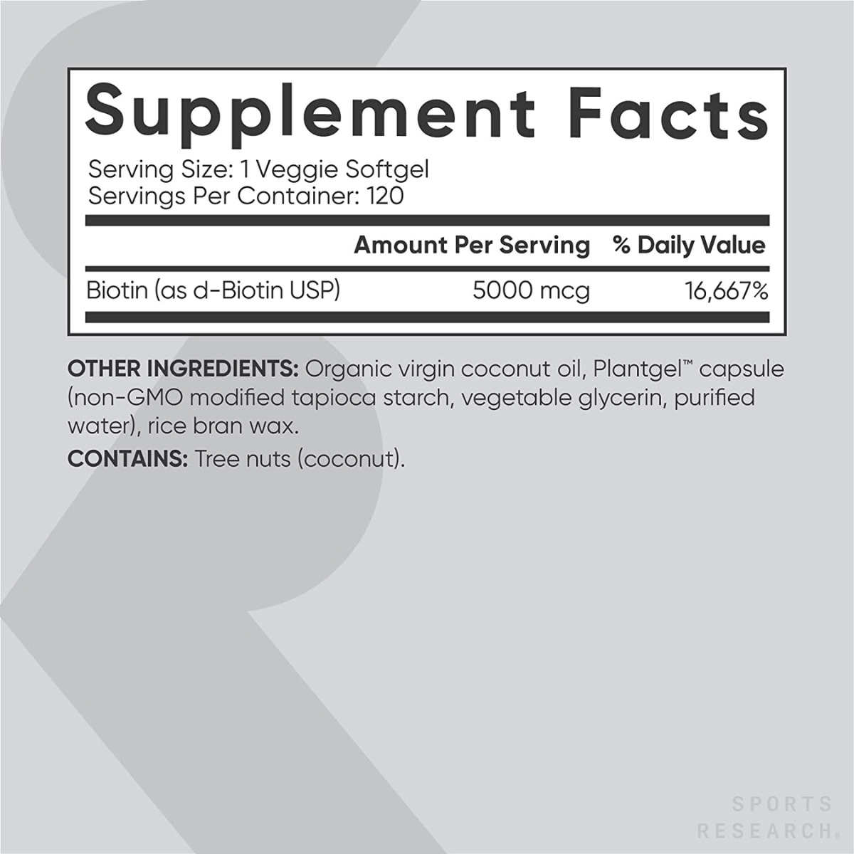 Sports Research Biotina - 120 Cápsulas Blandas - Haz Tu Pedido