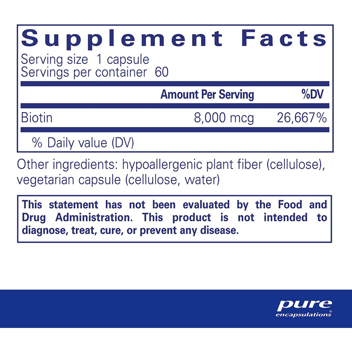 Pure Encapsulations Biotina 8 mg - Haz Tu Pedido
