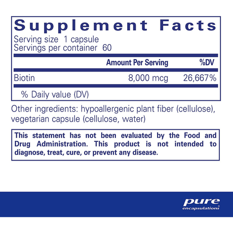 Pure Encapsulations Biotina 8 mg - Haz Tu Pedido