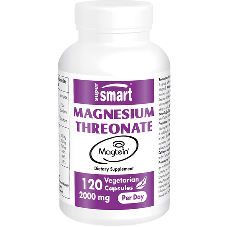 Super Smart Treonato de Magnesio - 2000 mg - 120 Cápsulas Vegetarianas - Haz Tu Pedido