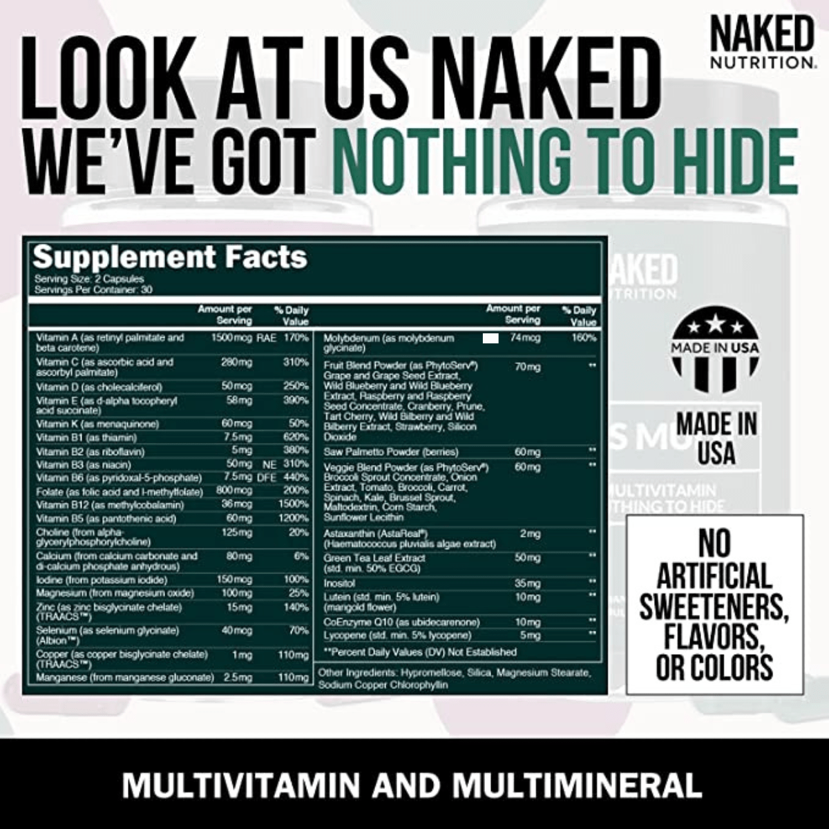 Naked Nutrition Multivitamínico para Hombres - 60 Cápsulas - Haz Tu Pedido