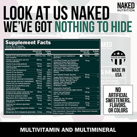 Naked Nutrition Multivitamínico para Hombres - 60 Cápsulas - Haz Tu Pedido