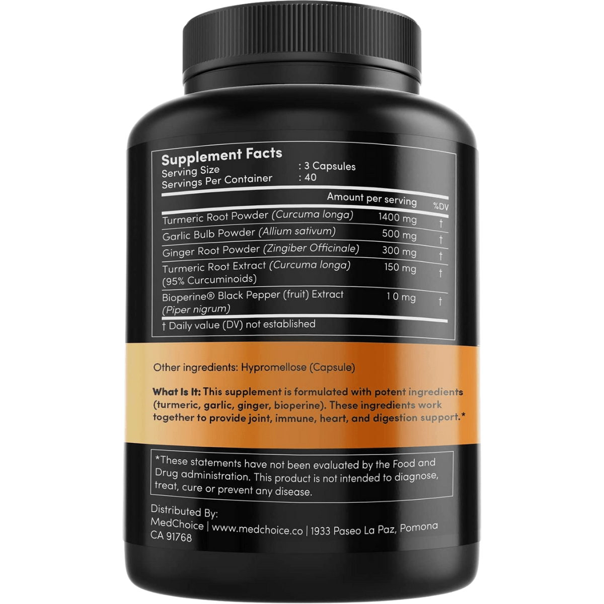 Cúrcuma Con Bioperina 2360 mg - 120 Cápsulas - Haz Tu Pedido