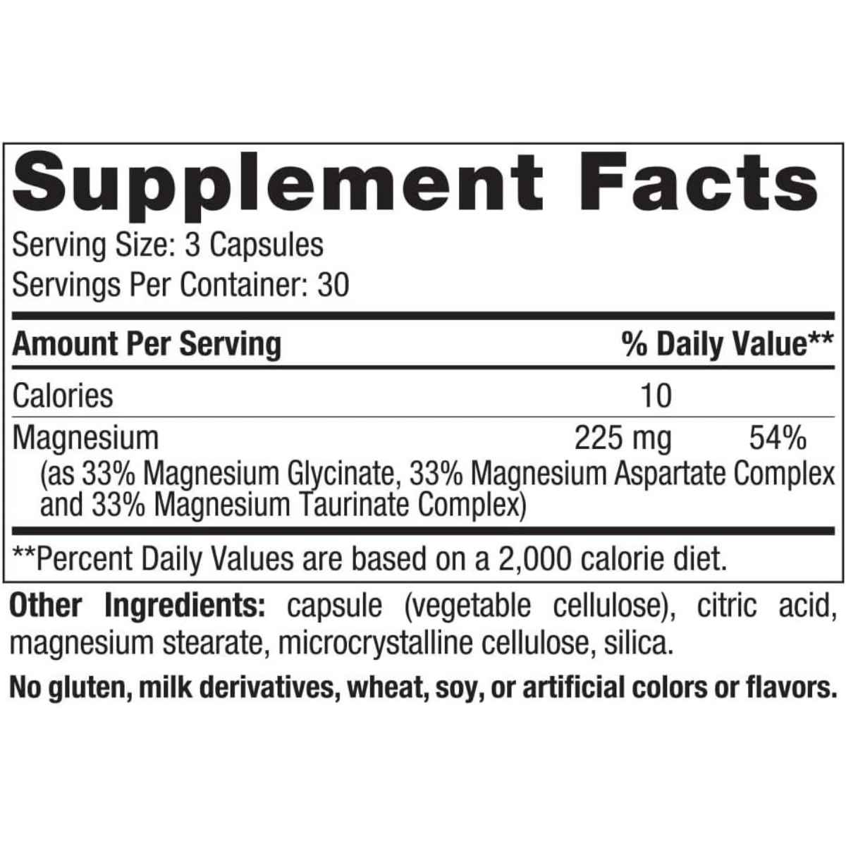 Nordic Naturals Complejo de magnesio 225 - 90 Cápsulas - Tabla Nutricional - Haz Tu Pedido