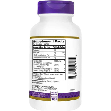 21st Century - Aceite de Linaza (1000 mg - Cápsulas blandas)