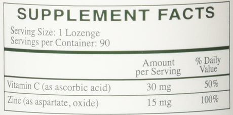 Rx Vitamins Zinc con Vitamina C - 90 Pastillas - Tabla Nutricional - Haz Tu Pedido