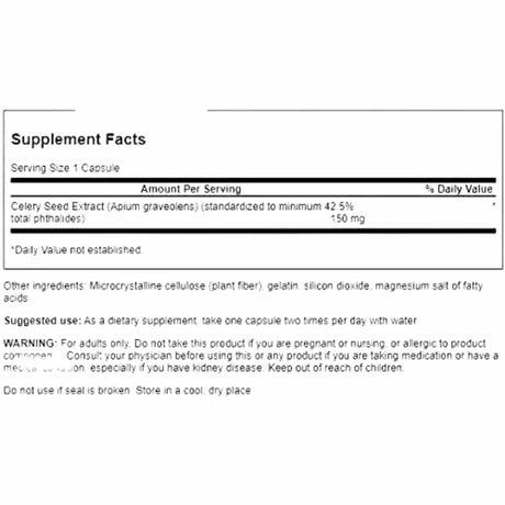 Extracto de Semilla de Apio - 150 mg - 60 Cápsulas - Haz Tu Pedido