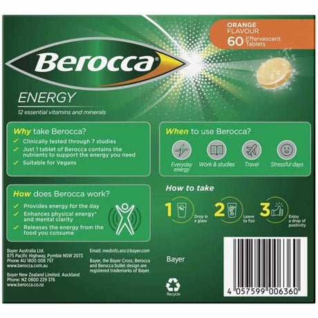 Berocca Vitamina B y C - 60 Tabletas Efervescentes - Haz Tu Pedido