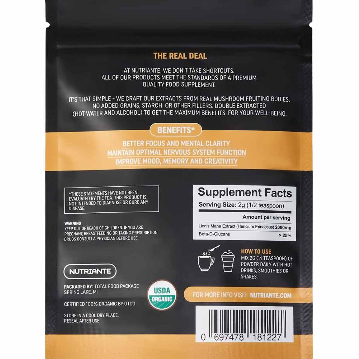 Extracto de Hongo Melena de León en Polvo - 60 g - Haz Tu Pedido