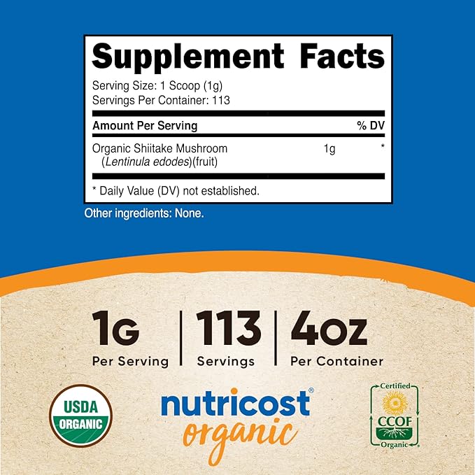  Hongo Shiitake - 113 g - Tabla Nutricional - Haz Tu Pedido