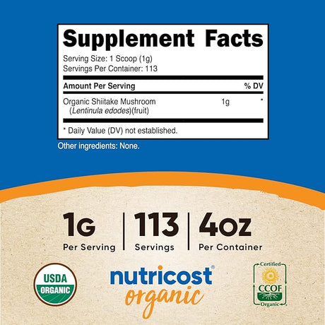  Hongo Shiitake - 113 g - Tabla Nutricional - Haz Tu Pedido