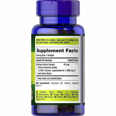 Puritans Pride Odorless Garlic 1000 Mg - 250 Cápsulas Blandas - Haz Tu Pedido
