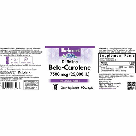 Bluebonnet Betacaroteno - 25.000 IU - 90 Cápsulas Blandas - Haz Tu Pedido