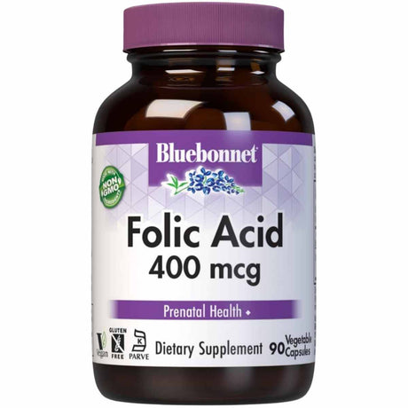 Bluebonnet Folic Acid - 400 mcg - 90 Cápsulas De Origen Vegetal - Haz Tu Pedido
