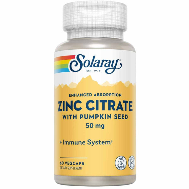 Solaray Zinc Citrate - 60 Cápsulas Veganas - Haz Tu Pedido