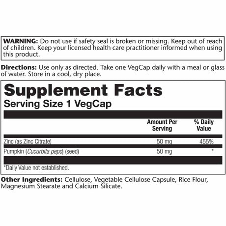 Solaray Zinc Citrate - 60 Cápsulas Veganas - Haz Tu Pedido
