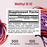 Metil B-12 - 500 mcg - Cereza - 100 Pastillas Masticables - Haz Tu Pedido