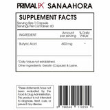 PrimalFX Butirato + Ácido Butírico - 60 Cápsulas - Tabla Nutricional - Haz Tu Pedido