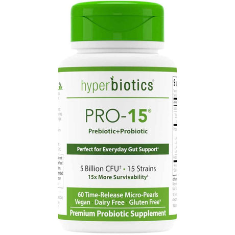 Hyperbiotics Probiótico PRO-15: Ideal Para El Soporte Diario Del Sistema Digestivo 5 Mil Millones CFU - 60 Microperlas de Liberación Prolongada - Haz Tu Pedido